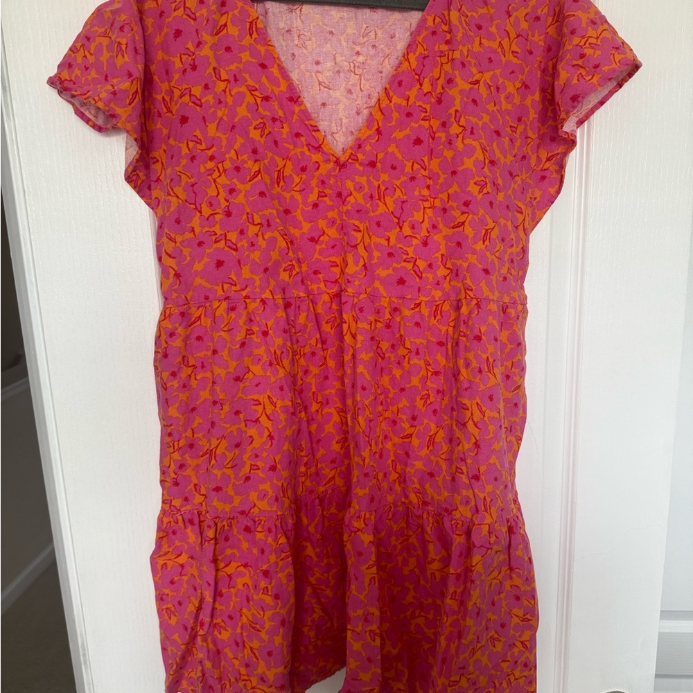 Vibrant Pink and Orange Floral Dress